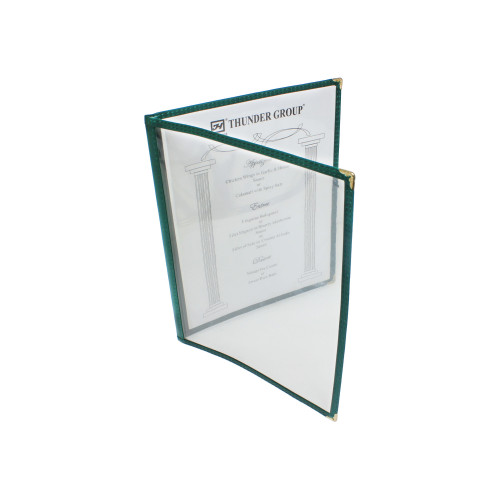 Thunder Group PLMENU-2GR Double Menu Cover, (4)view(s), Plastic Laminate, Green Trim, 8-1/2(w) x 11(d) x 1/4(h) inch