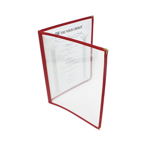 Thunder Group PLMENU-2MA Double Fold Menu Cover, (4)view(s), Plastic Laminate, Green Trim, 8-1/2(w) x 11(d) x 1/4(h) inch