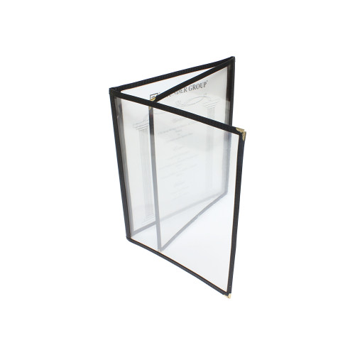 Thunder Group PLMENU-3BL Triple Fold Menu Cover, (6)view(s), Plastic Laminate, Black Trim, 8-1/2(w) x 11(d) x 1/4(h) inch