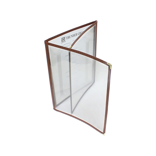 Thunder Group PLMENU-3BR Triple Fold Menu Cover, (6)view(s), Plastic Laminate, Brown Trim, 8-1/2(w) x 11(d) x 1/4(h) inch