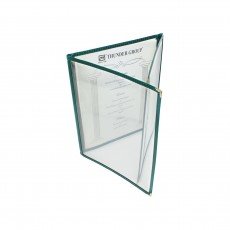 Thunder Group PLMENU-3GR Triple Fold Menu Cover, (6)view(s), Plastic Laminate, Green Trim, 8-1/2(w) x 11(d) x 1/4(h) inch