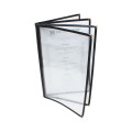 Thunder Group PLMENU-4 (4)Fold(s) Menu Cover, (8)view(s), Plastic Laminate, Black Trim, Legal Size, 8-1/2(w) x 14(d) x 1/4(h) inch
