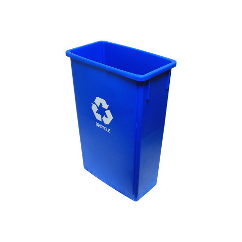 Thunder Group PLTC023R 23 Gallon High-Density Blue Polyethylene Rectangular Trash Can with Recycle Mark, 1 each