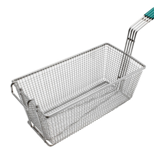 Thunder Group SLFB004 Fryer Baskets, Rectangular, Nickel-Plated, Green Coated Handle, 13(w) x 6-3/8(d) x 5-3/8(h) inch
