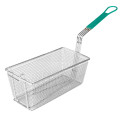 Thunder Group SLFB004 Fryer Baskets, Rectangular, Nickel-Plated, Green Coated Handle, 13(w) x 6-3/8(d) x 5-3/8(h) inch