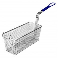 Thunder Group SLFB005 Fryer Baskets, Rectangular, Nickel Plated, Blue Coated Handle, 13-3/8(w) x 5-3/4(d) x 5-3/4(h) inch