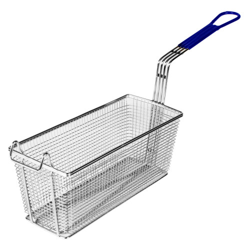 Thunder Group SLFB005 Fryer Baskets, Rectangular, Nickel Plated, Blue Coated Handle, 13-3/8(w) x 5-3/4(d) x 5-3/4(h) inch