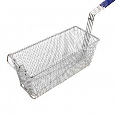 Thunder Group SLFB005 Fryer Baskets, Rectangular, Nickel Plated, Blue Coated Handle, 13-3/8(w) x 5-3/4(d) x 5-3/4(h) inch