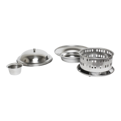 Thunder Group SLFM001 Wok Chafer Set, Round, Stainless Steel, Includes Lid, Body & Base, 7(w) x (7(d) x 7-1/4(h) inch
