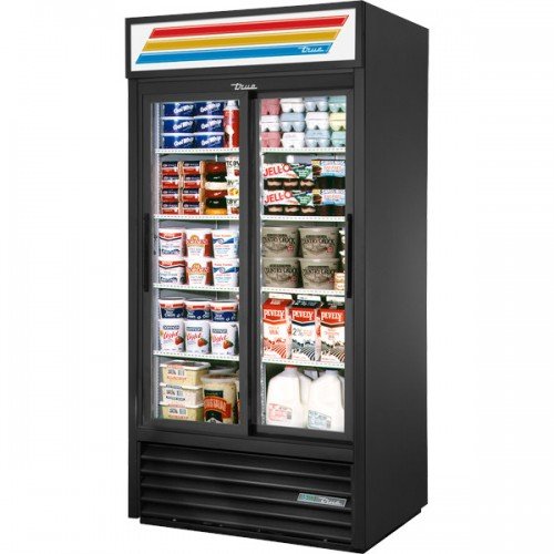 True GDM-33-HC-LD 39-1/2(w) inch (2)Sliding Glass Door(s) Bottom Mount Merchandiser Refrigerator, (8)Shelve(s), Black Exterior, 1/2hp, 6.5amps, 115v/60/1-ph, UL Listed, Energy Star