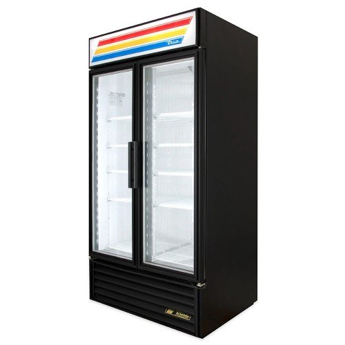 True GDM-35F-HC~TSL01 39-1/2(w) inch (2)Glass Swing Door(s) Bottom Mount Merchandiser Refrigerator, (8)Shelve(s), Black Exterior, 3/4hp, 115v/60/1-ph, UL Listed, Energy Star