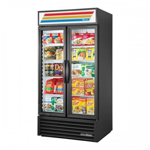 True GDM-35F-HC~TSL01 39-1/2(w) inch (2)Glass Swing Door(s) Bottom Mount Merchandiser Refrigerator, (8)Shelve(s), Black Exterior, 3/4hp, 115v/60/1-ph, UL Listed, Energy Star