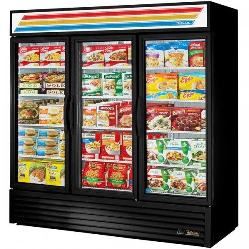 True GDM-72F-HC~TSL01 78-1/8(w) inch (3)Glass Swing Door(s) Bottom Mount Merchandiser Refrigerator, Black Exterior, (12)Shelve(s), (2)3/4hp, 115v/60/1-ph, UL Listed, Energy Star