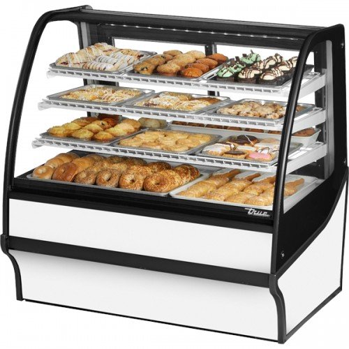 True TDM-DC-48-GE/GE-W-W 48-1/4 inch Curved Glass Dry Display Case with White Exterior and Interior
