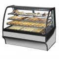 True TDM-DC-59-GE/GE-S-S 59-1/4 inch Curved Glass Dry Display Case with Rear Sliding Glass Doors, Stainless Steel Exterior/Interior