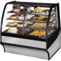 True TDM-DZ-48-GE/GE-S-S 48-1/4 Inch Curved Glass Refrigerated Display Case with 2 Rear Sliding Glass Doors, 6 Shelves, Stainless Steel Exterior and Interior