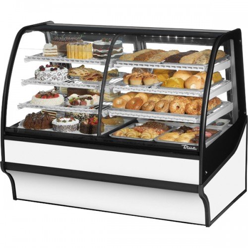 True TDM-DZ-59-GE/GE-W-W White Curved Glass Refrigerated Display Case