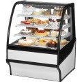 True TDM-R-36-GE/GE-W-W 36-1/4 inch Curved Glass Refrigerated Display Case with Rear Sliding Glass Doors, White Exterior/Interior