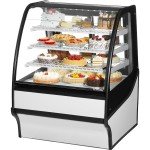 True TDM-R-36-GE/GE-W-W 36-1/4 inch Curved Glass Refrigerated Display Case with White Exterior and Interior