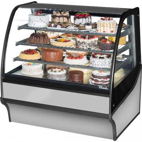 True TDM-R-48-GE/GE-S-S 48-1/4 inch Curved Glass Refrigerated Display Case with Stainless Steel Exterior and Interior