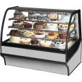 True TDM-R-59-GE/GE-S-S 59-1/4 inch Curved Glass Refrigerated Display Case with Sliding Glass Doors, Stainless Steel Exterior/Interior