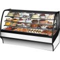 True TDM-R-77-GE/GE-S-W 77-1/4 inch Curved Glass Refrigerated Display Case with Rear Sliding Glass Doors, Stainless Steel Exterior/White Interior