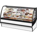 True TDM-R-77-GE/GE-W-W 77-1/4 inch Curved Glass Refrigerated Display Case with Rear Sliding Glass Doors, White Exterior/Interior