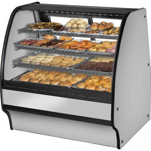 True TGM-DC-59-SC/SC-S-S 59-1/4 inch Stainless Steel Curved Glass Dry Display Case