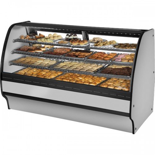 True TGM-DC-77-SC/SC-S-S 77-1/4 inch Stainless Steel Curved Glass Dry Display Case
