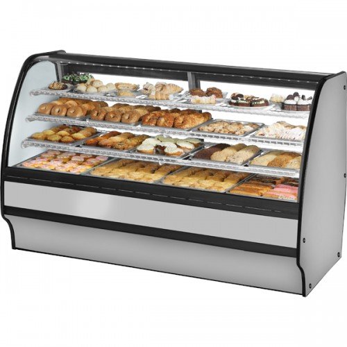 True TGM-DC-77-SC/SC-S-W 77-1/4 inch Stainless Steel Curved Glass Dry Display Case