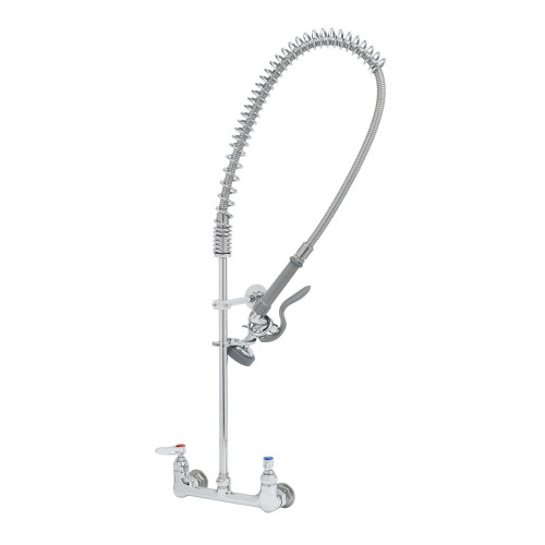 T&S Brass B-0133-B Easyinstall Pre-Rinse Unit, 8 inch Wall Mount Adjustable Center, 44 inch Stainless Steel Hose, 1.15GM Spay Valve, 1.2GM Spray Valve, Low Lead, NSF Listed