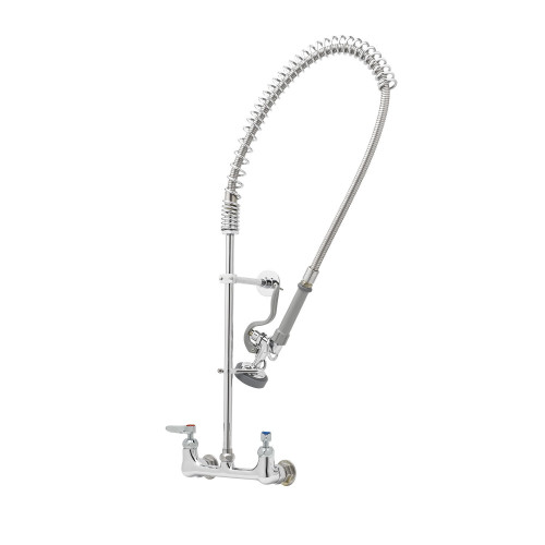 T&S Brass B-0133-CR-B Easyinstall Wall Mount 33-¼ inch high Pre-Rinse Unit with 8 inch Adjustable Center, 44 inch Hose, Low Lead, NSF Listed