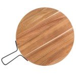 Tablecraft 10081 Industrial Collection™ Serving Paddle, Acadia Wood, Light Brown, Round, Metal Handle, 14(w) x 18-⅞(d) x 1-1/2(h) inch