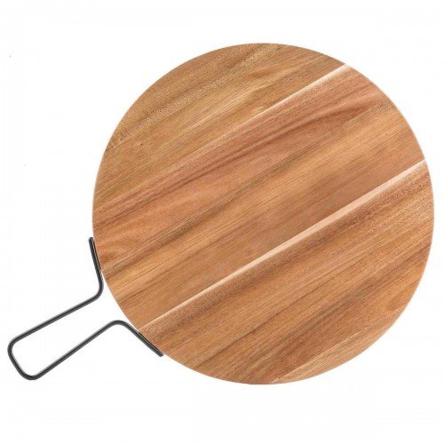 Tablecraft 10081 Industrial Collection™ Serving Paddle, Acadia Wood, Light Brown, Round, Metal Handle, 14(w) x 18-⅞(d) x 1-1/2(h) inch