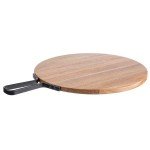 Tablecraft 10081 Industrial Collection™ Serving Paddle, Acadia Wood, Light Brown, Round, Metal Handle, 14(w) x 18-⅞(d) x 1-1/2(h) inch
