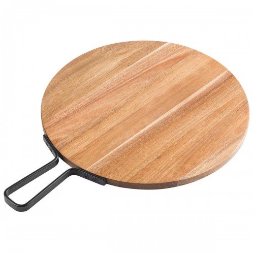 Tablecraft 10081 Industrial Collection™ Serving Paddle, Acadia Wood, Light Brown, Round, Metal Handle, 14(w) x 18-⅞(d) x 1-1/2(h) inch