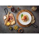 Tablecraft 10081 Industrial Collection™ Serving Paddle, Acadia Wood, Light Brown, Round, Metal Handle, 14(w) x 18-⅞(d) x 1-1/2(h) inch