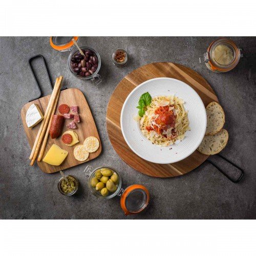 Tablecraft 10081 Industrial Collection™ Serving Paddle, Acadia Wood, Light Brown, Round, Metal Handle, 14(w) x 18-⅞(d) x 1-1/2(h) inch