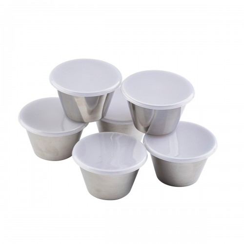 TableCraft 10773 5oz Sauce Cup w/ Clear Lid, Stainless Steel  - 6 each