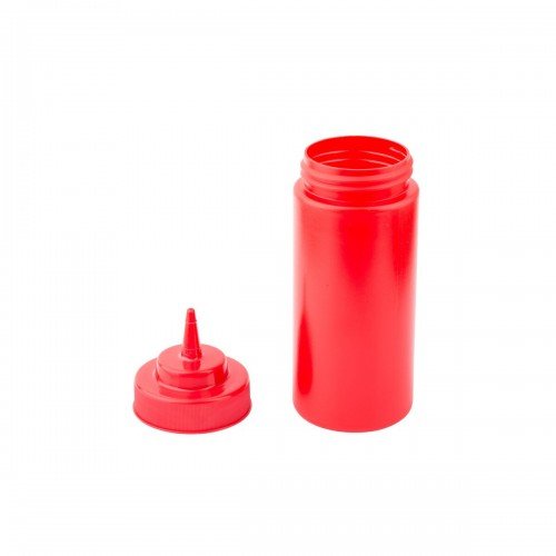 TableCraft 11663K 16oz Wide-Mouth Squeeze Bottle, Red, Standard TipTop,  NSF Listed – 12 each