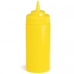 TableCraft 11663M 16oz Wide-Mouth Squeeze Bottle, Yellow, Standard Cone Top,  NSF Listed - 12 each