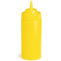 Tablecraft 11663M 16oz Wide-Mouth Squeeze Bottle, Yellow with Standard TipTop™,  NSF Listed, 12 each