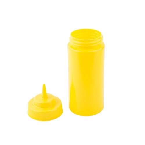 TableCraft 11663M 16oz Wide-Mouth Squeeze Bottle, Yellow, Standard Cone Top,  NSF Listed - 12 each