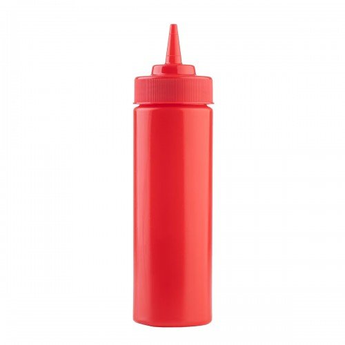 TableCraft 12463K 24oz Wide-Mouth Squeeze Bottle, Red, Standard Cone Top,  NSF Listed – 12 each