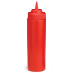 TableCraft 12463K 24oz Wide-Mouth Squeeze Bottle, Red, Standard Cone Top,  NSF Listed – 12 each