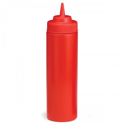 TableCraft 12463K 24oz Wide-Mouth Squeeze Bottle, Red, Standard Cone Top,  NSF Listed – 12 each