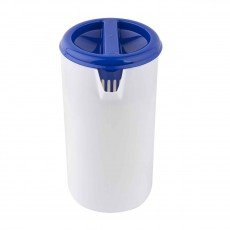 Tablecraft 144W 2-1/2 qt Economy Beverage Server with Blue Lid, 1 each