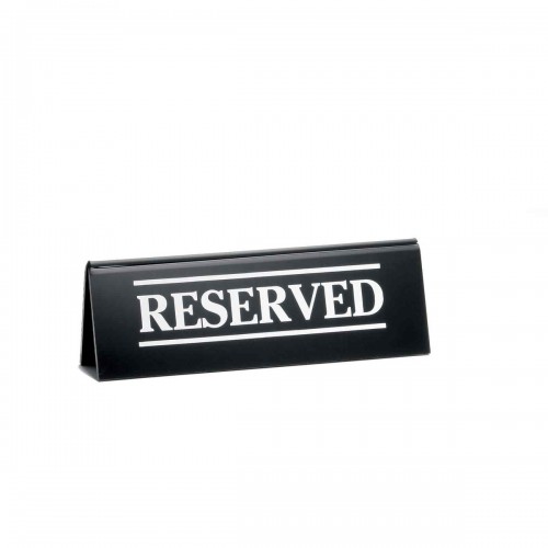 TableCraft 2060A Table Tent, Imprinted Reserved,  White on Black Polystyrene, 6(w)x1.25(d)x2(h) inch