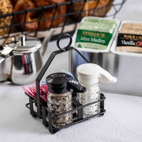 TableCraft 606RBK (3)Compartment(s) Table Condiment Rack, Black Color