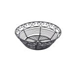 TableCraft BK27508 Round Basket, Powder Coated Metal, Black
